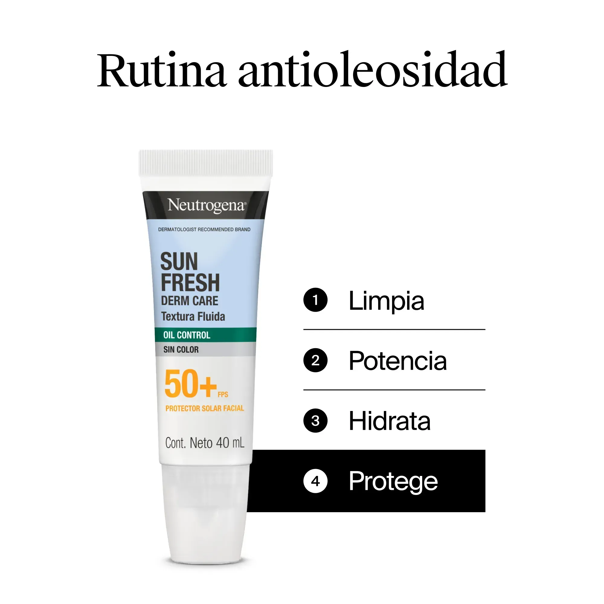 Protector Solar Facial Sun Fresh Derm Care Oil Control Fluido - Neutrogena img #2
