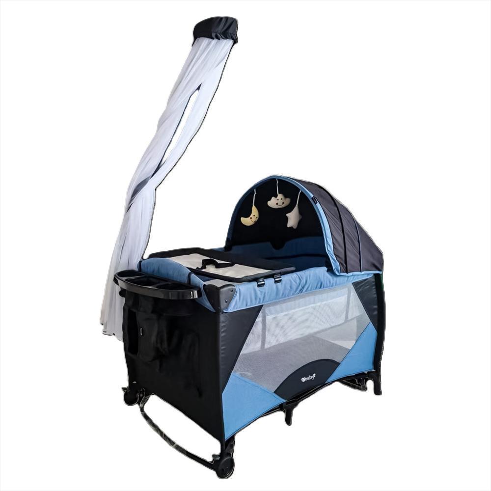 Cuna Corral Con Función Mecedora Iris Eb717 Azul img #1