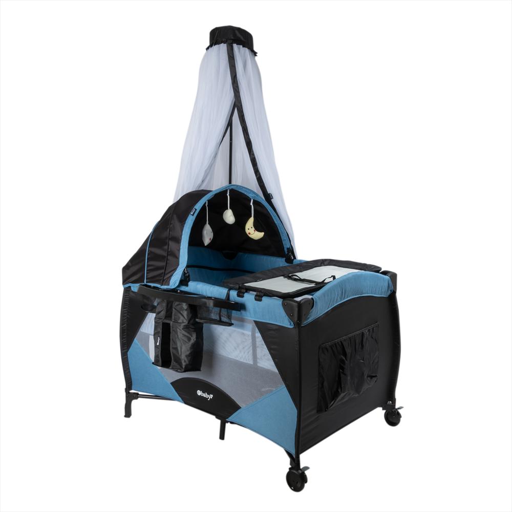 Cuna Corral Con Función Mecedora Iris Eb717 Azul img #3