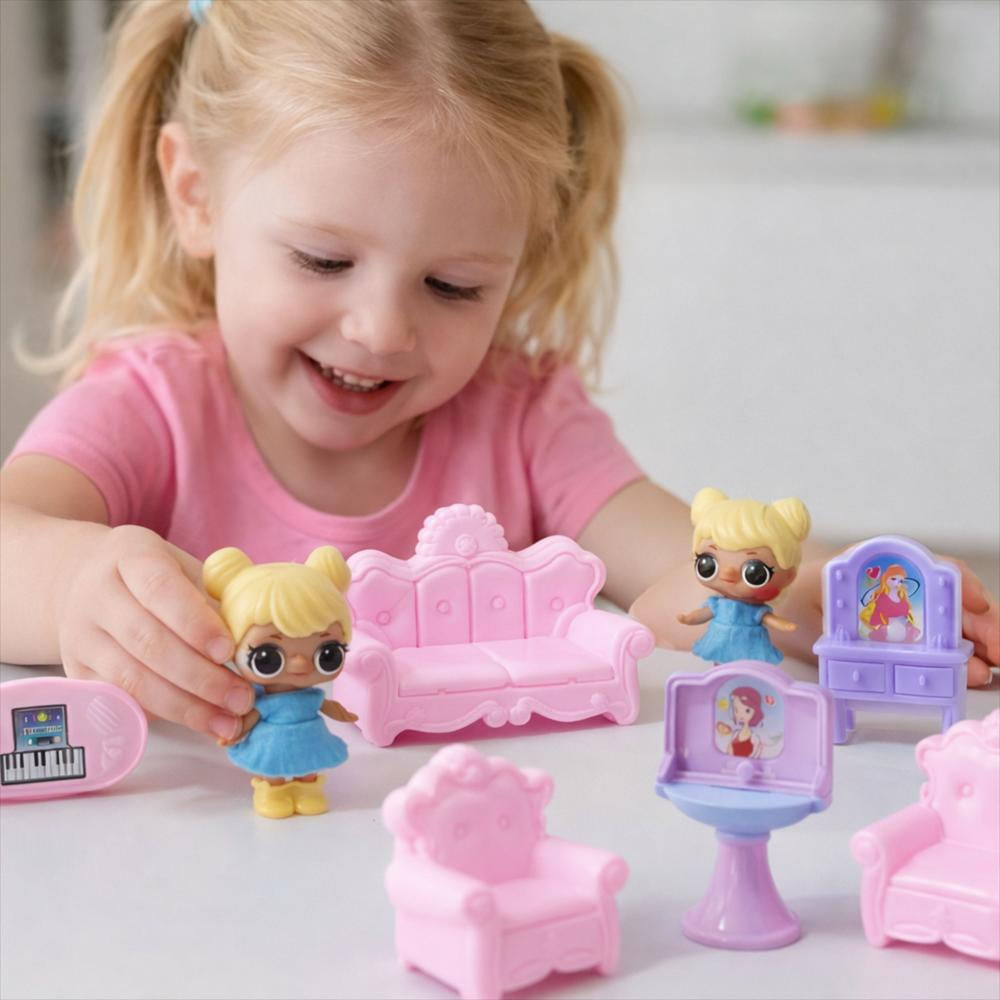 Set De Muñecas Mini Con Muebles img #3