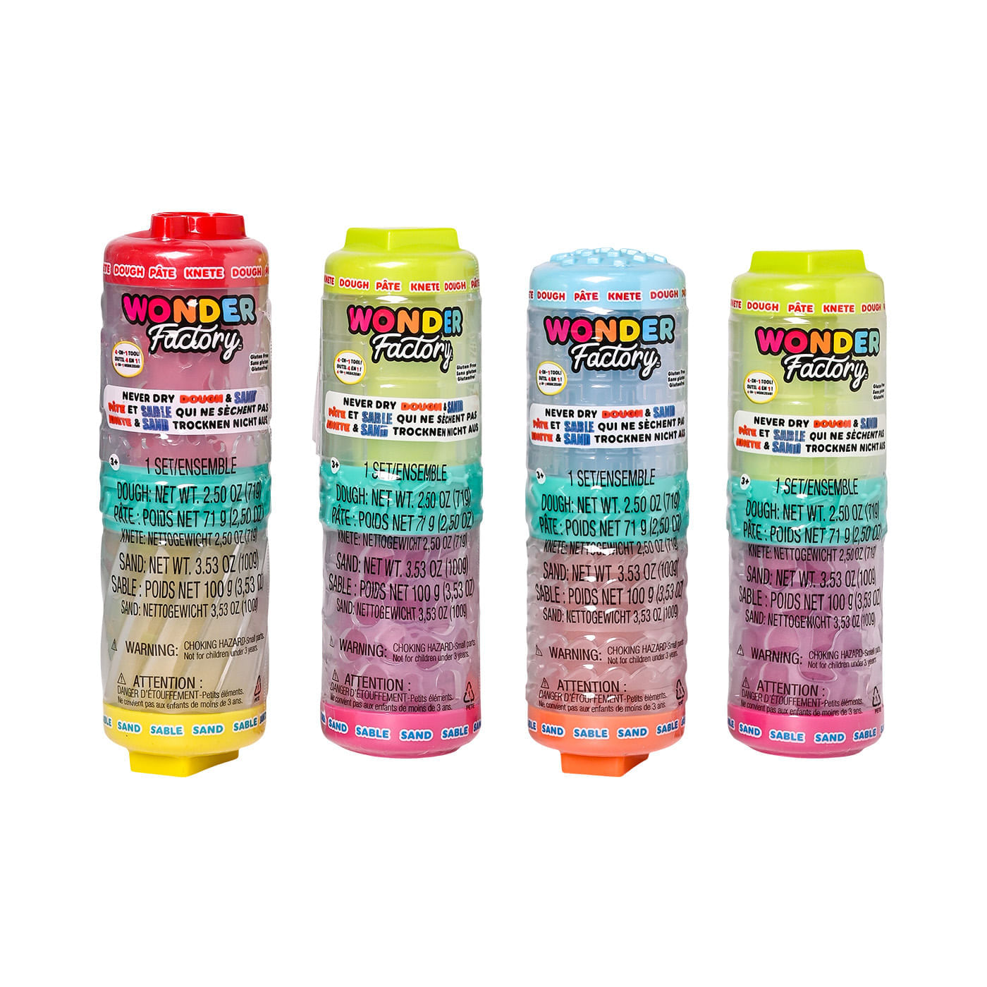 Wonder Factory Set Masa y Arena Moldeable Multicolor con Herramienta 4 en 1 img #3