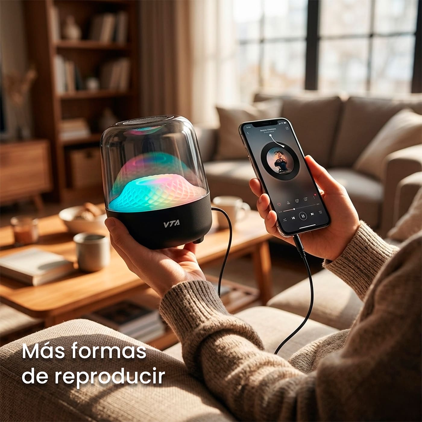 Parlante Portátil Recargable VTA 12W Con Luces img #2
