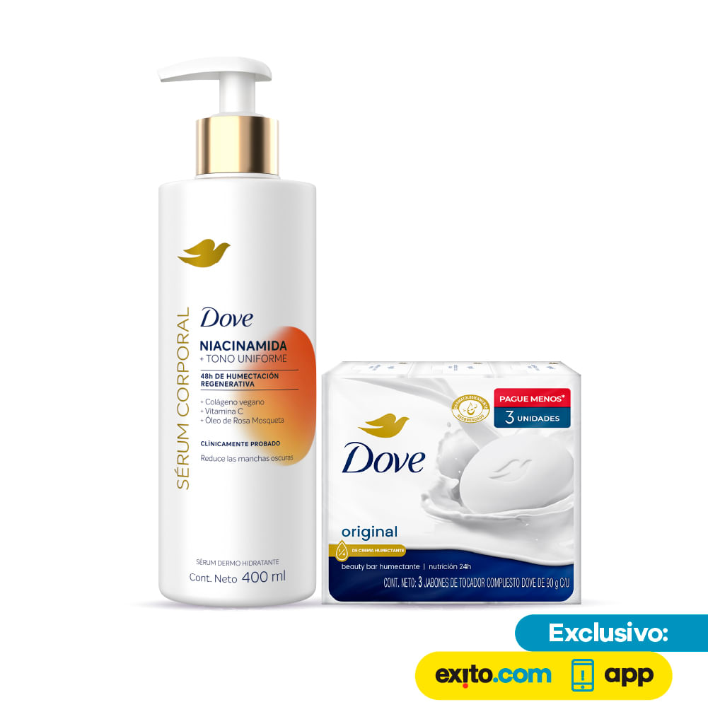 Jabon de Tocador Dove Original con Crema Corporal con Serum Niacinamida img #1