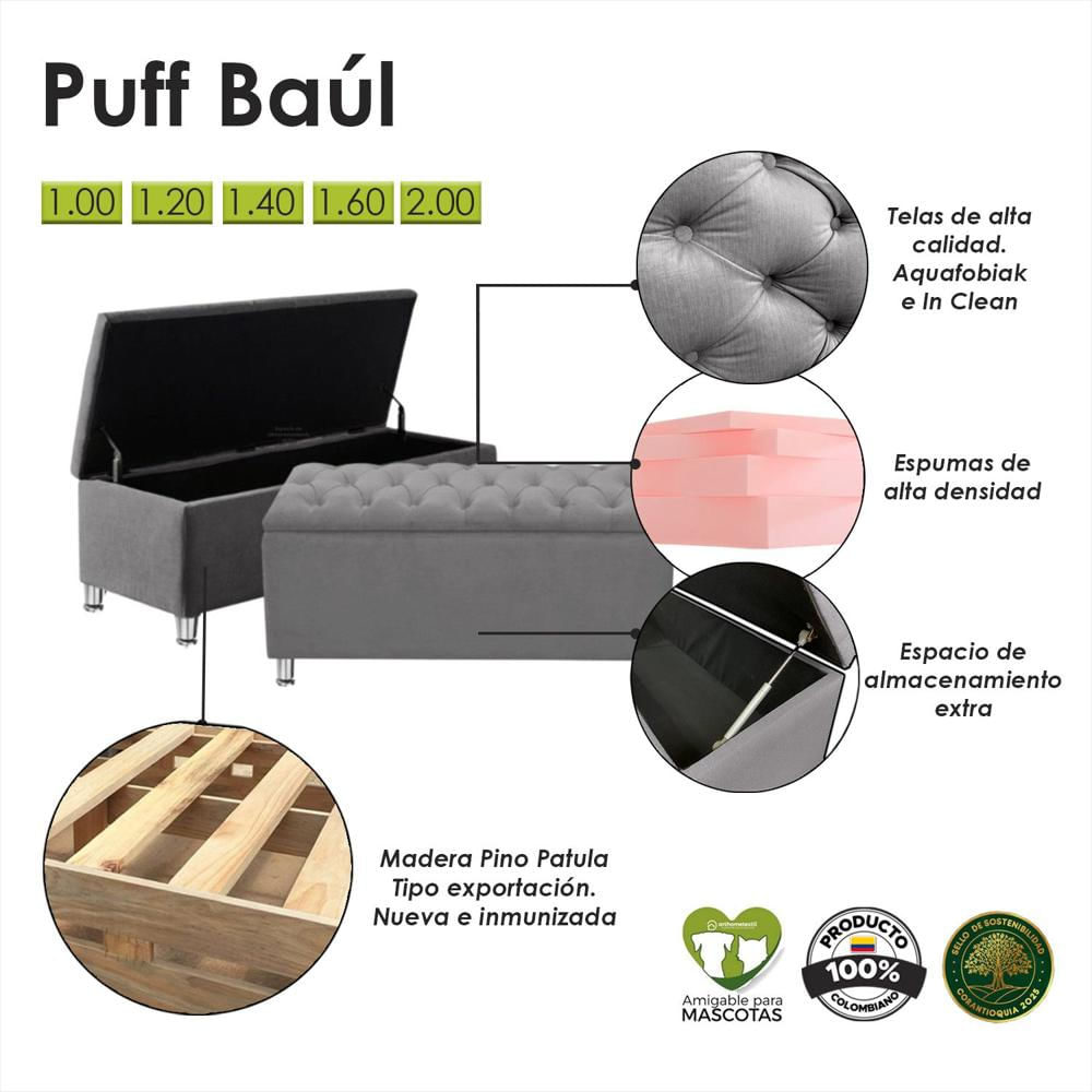 Puff Baul Queen Gris Plomo img #3