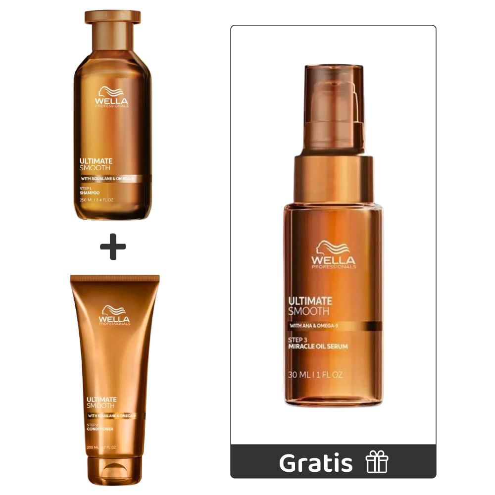 Kit Ultimate Smooth: Shampoo 250 ml + Acondicionador 200 ml + Gratis Mini Serum 30 ml - Wella img #1