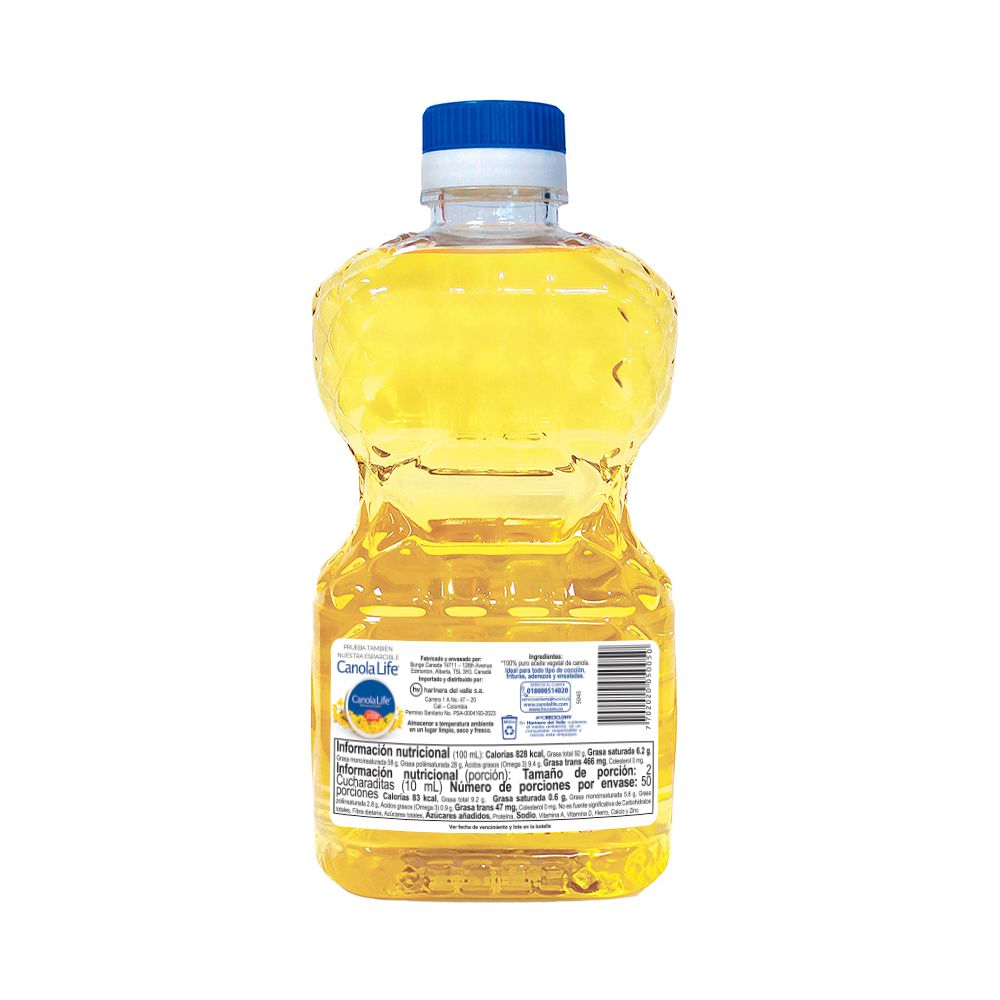 Aceite de canola CANOLA LIFE con omega 3 (500  ml) img #2
