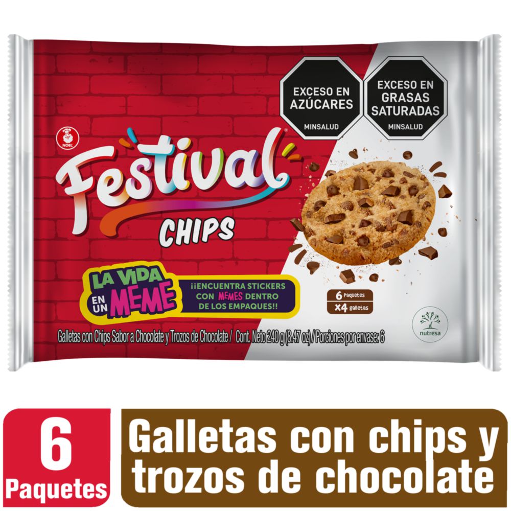 Galletas FESTIVAL chips y trozos de chocolate (240  gr) img #1