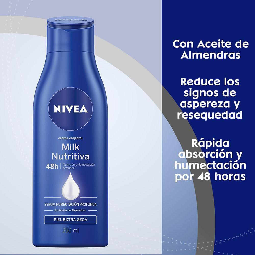 Crema corporal NIVEA humectante milk nutritiva (250  ml) img #3