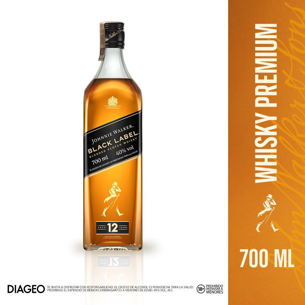 Whisky JOHNNIE WALKER. black label 12 Años (700  ml) img #1