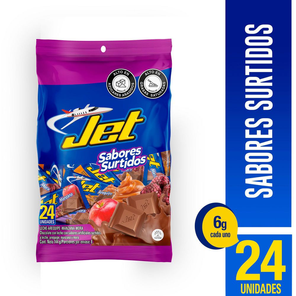 Chocolatina JET sabores surtidos (144  gr) img #1