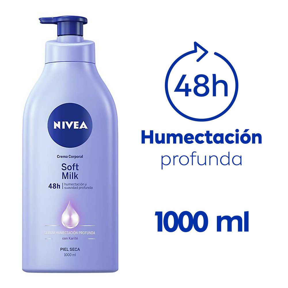 Crema corporal NIVEA humectante soft milk (1000  ml) img #3