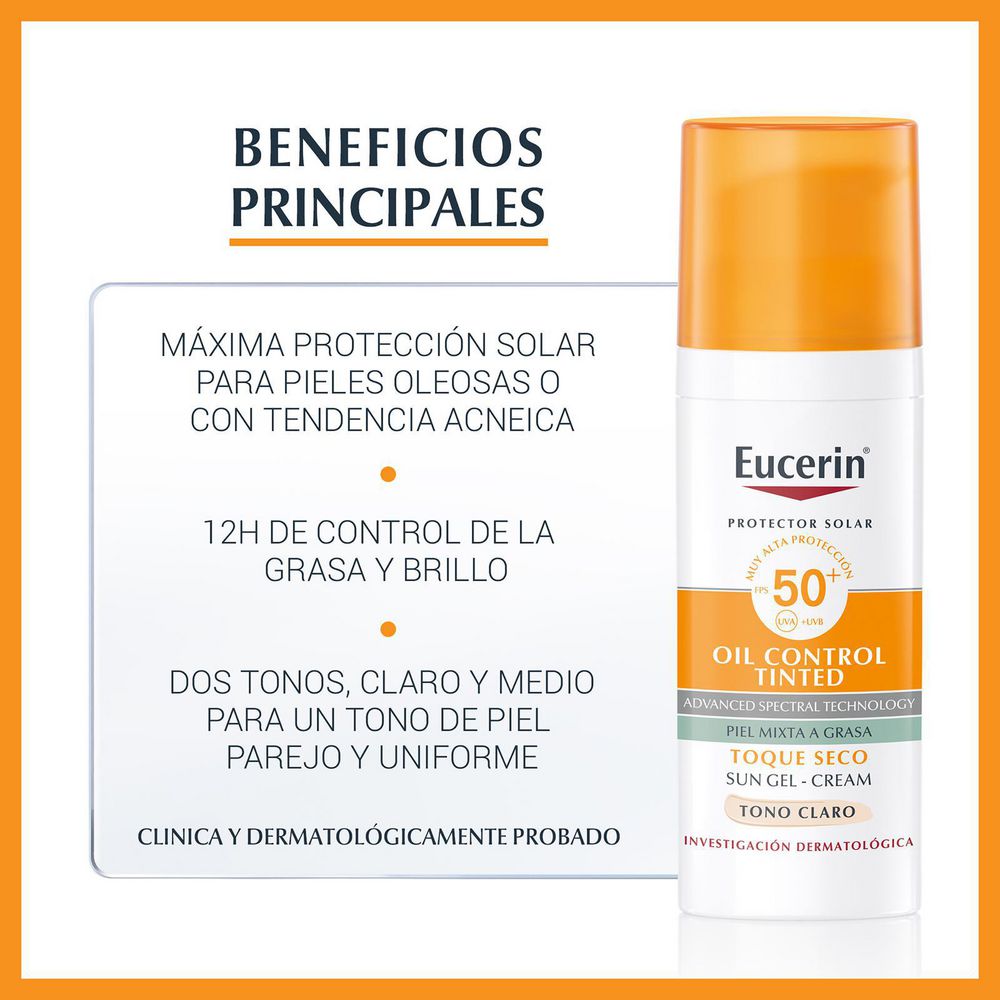 Protector solar EUCERIN toque seco color claro FPS 50 (50  ml) img #3
