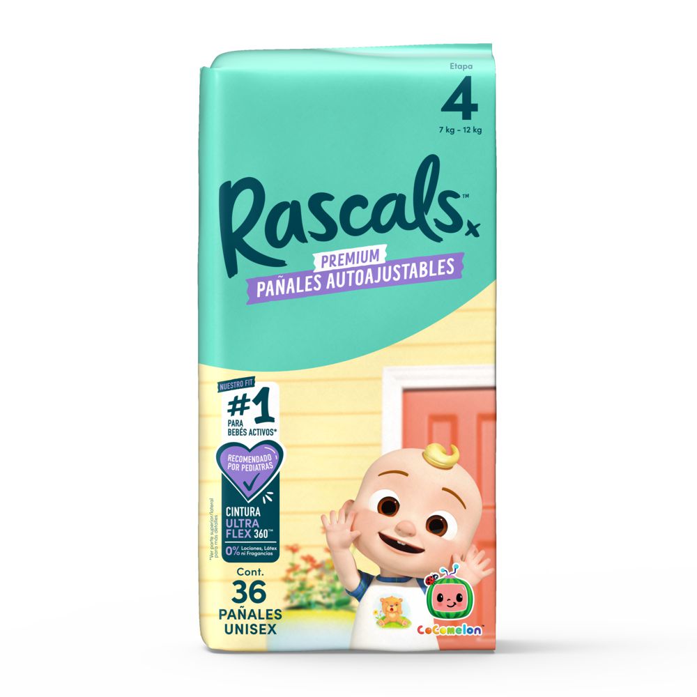 Pañales RASCAL + FRIENDS Autoajustables, talla 4 (36  und) img #1