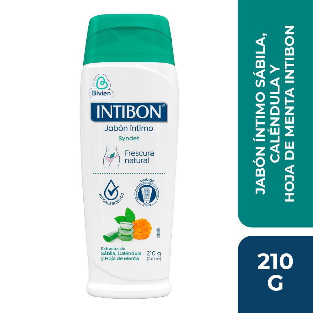 Jabón íntimo INTIBON sábila caléndula y hoja de menta (210  gr) img #1
