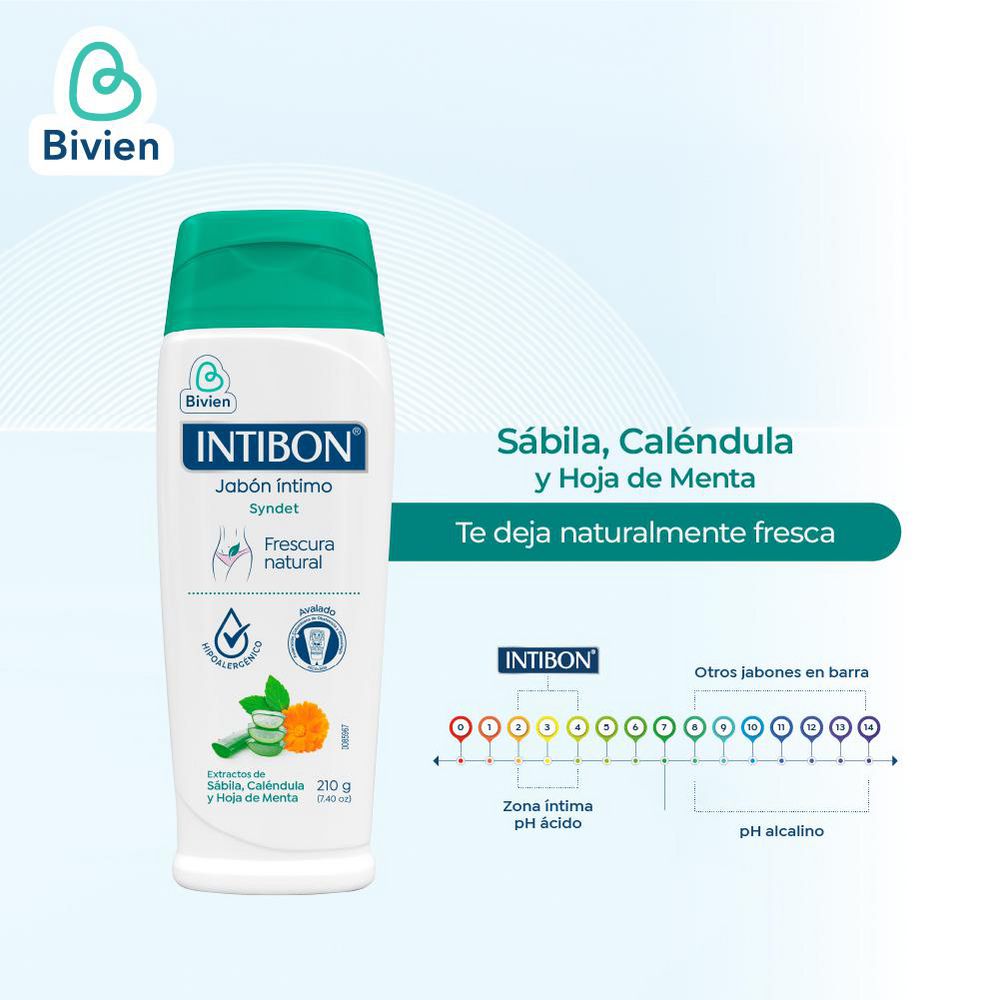 Jabón íntimo INTIBON sábila caléndula y hoja de menta (210  gr) img #3