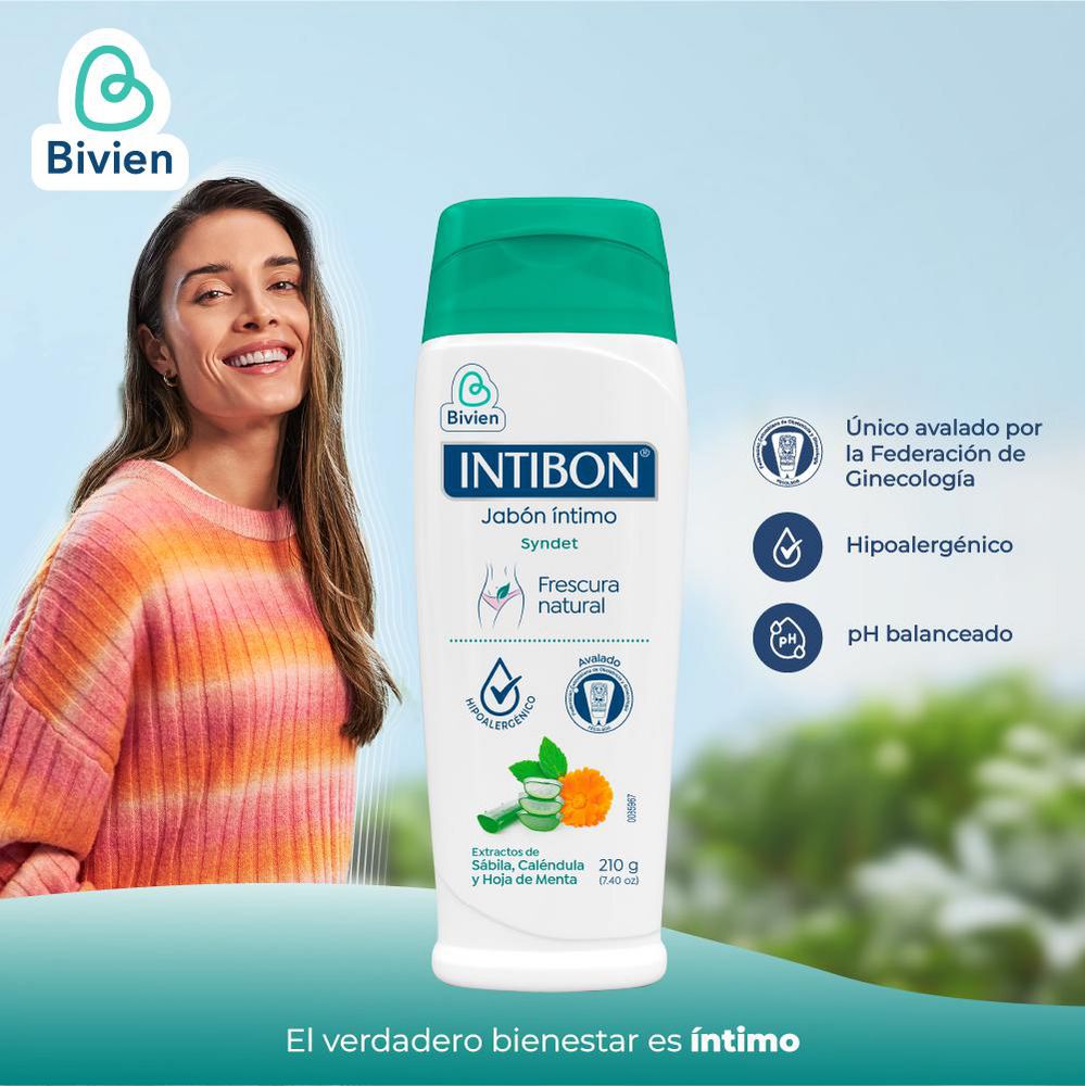 Jabón íntimo INTIBON sábila caléndula y hoja de menta (210  gr) img #4