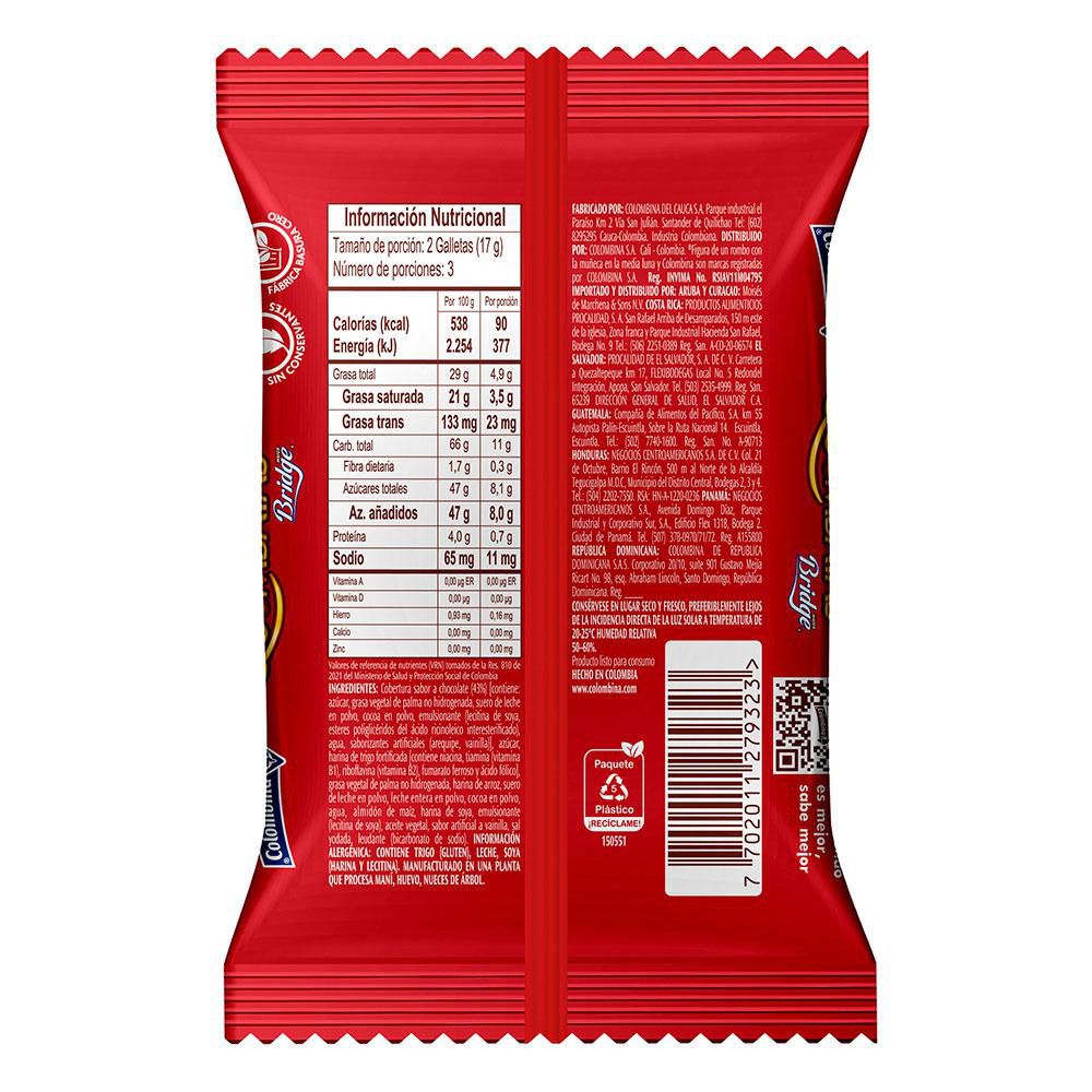 Galletas COLOMBINA quimbaya cubiertas con chocolate (51.6  gr) img #2