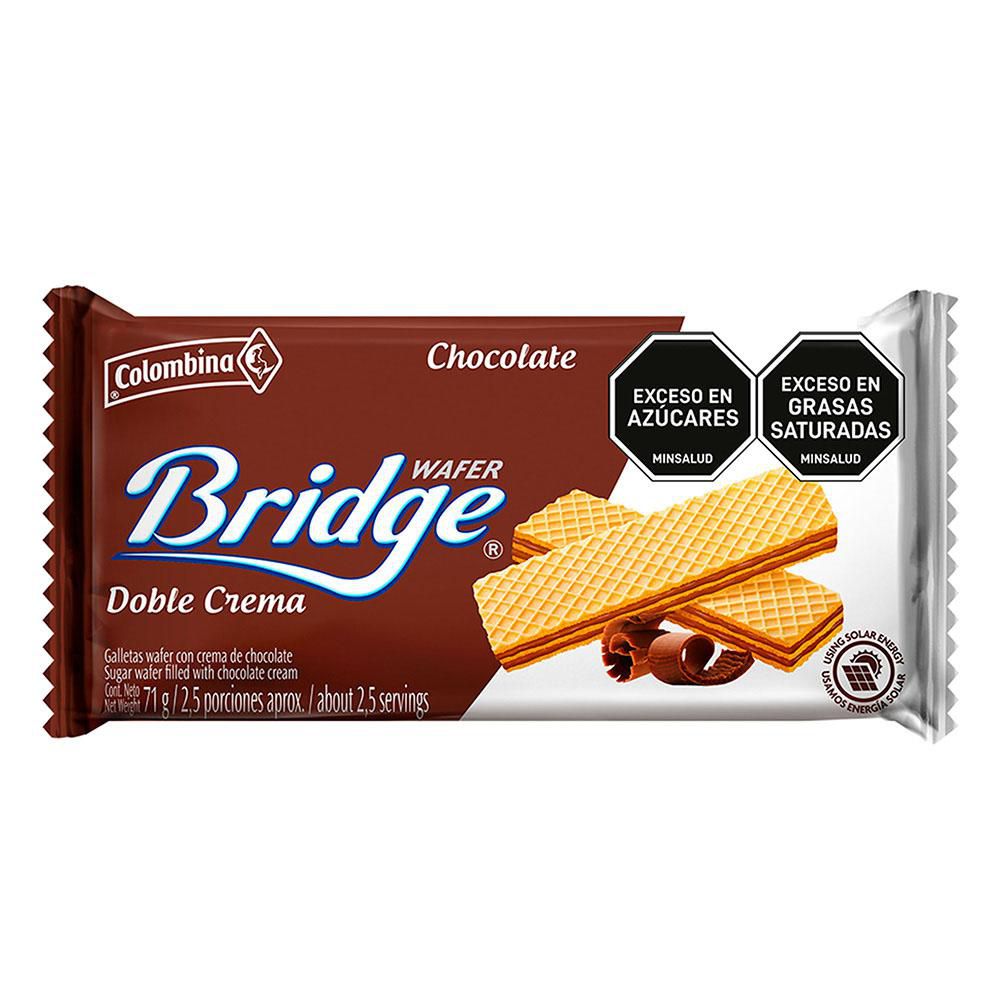 Galletas BRIDGE wafer doble crema sabor a chocolate (71  gr) img #1