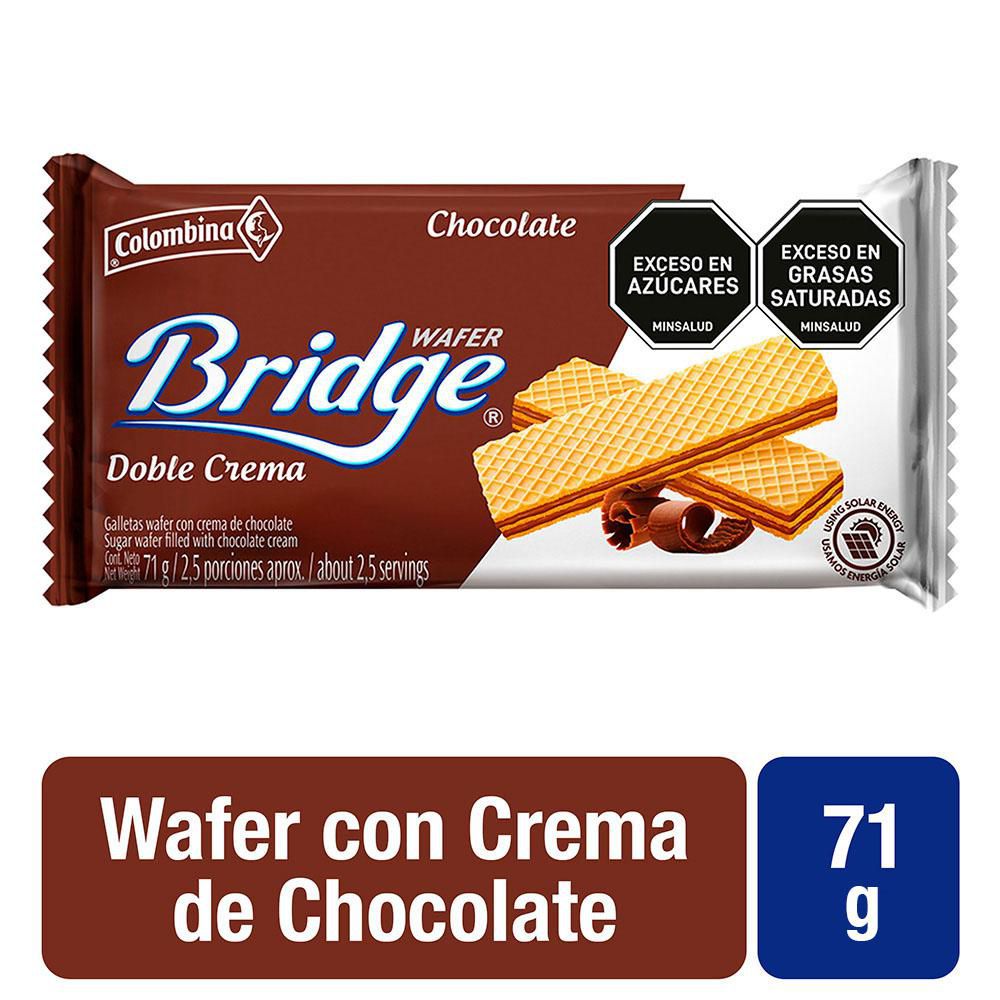 Galletas BRIDGE wafer doble crema sabor a chocolate (71  gr) img #3