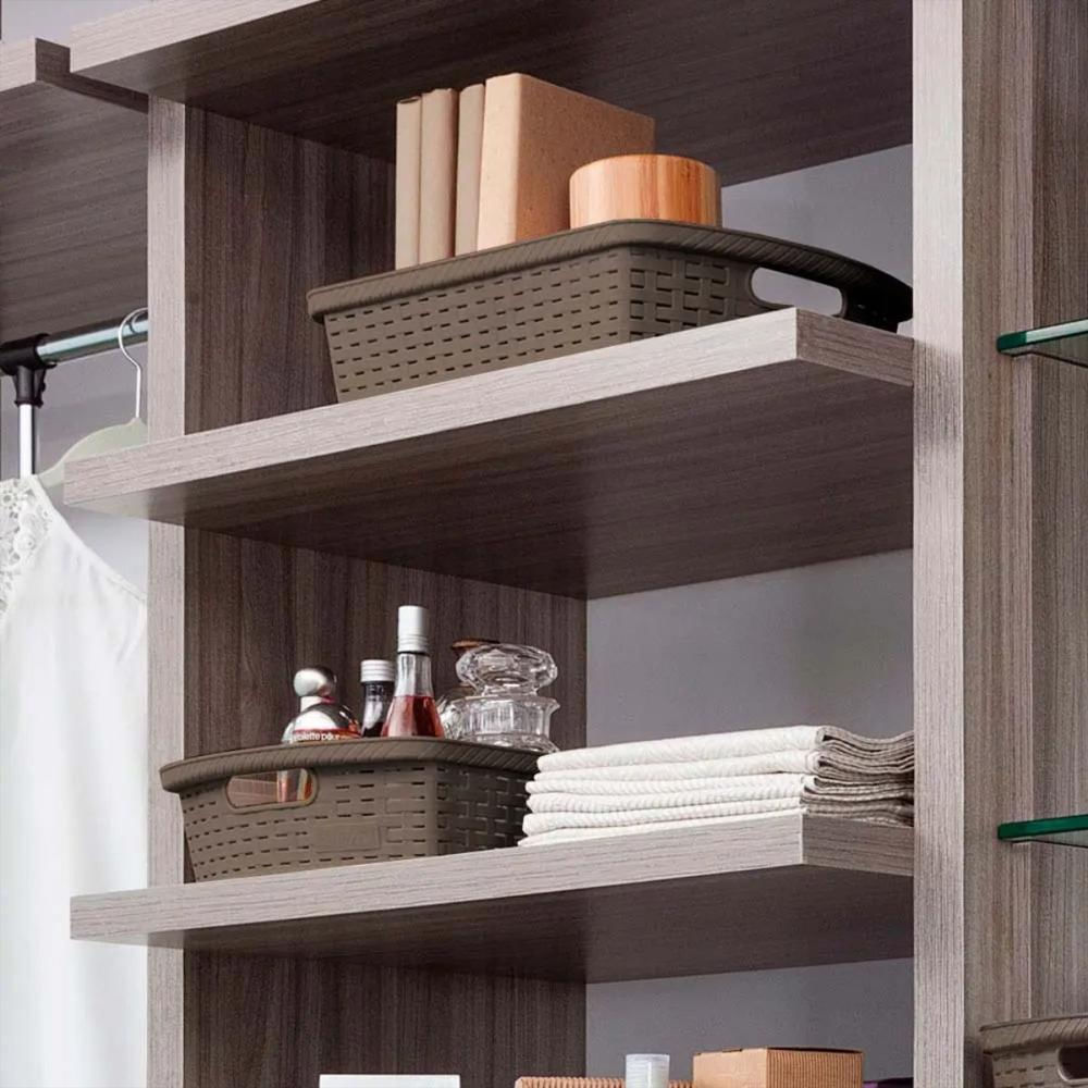Canasta Rectangular Con Manijas En Plastico Multiusos 6 L Resistente Color Mocca img #3