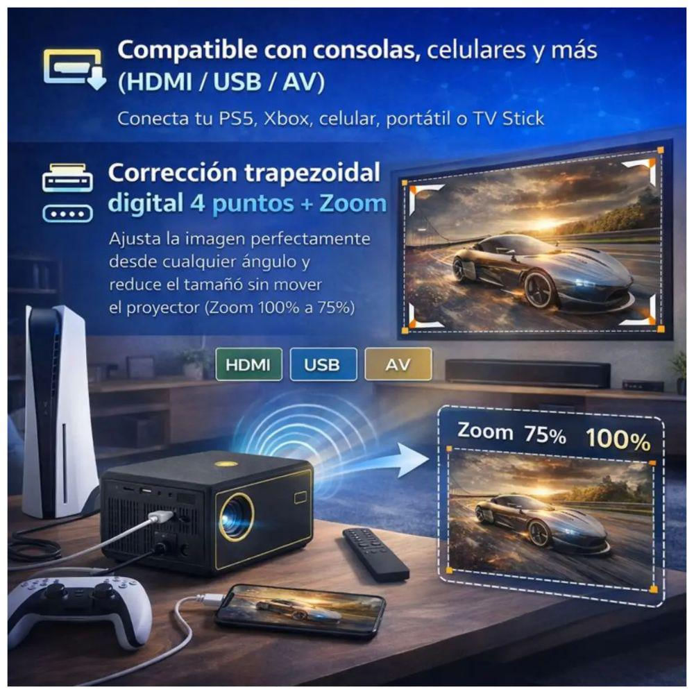 Mini Proyector Smart Y7 Android 4K 5000L Wifi Bluetooth 5.0 img #5