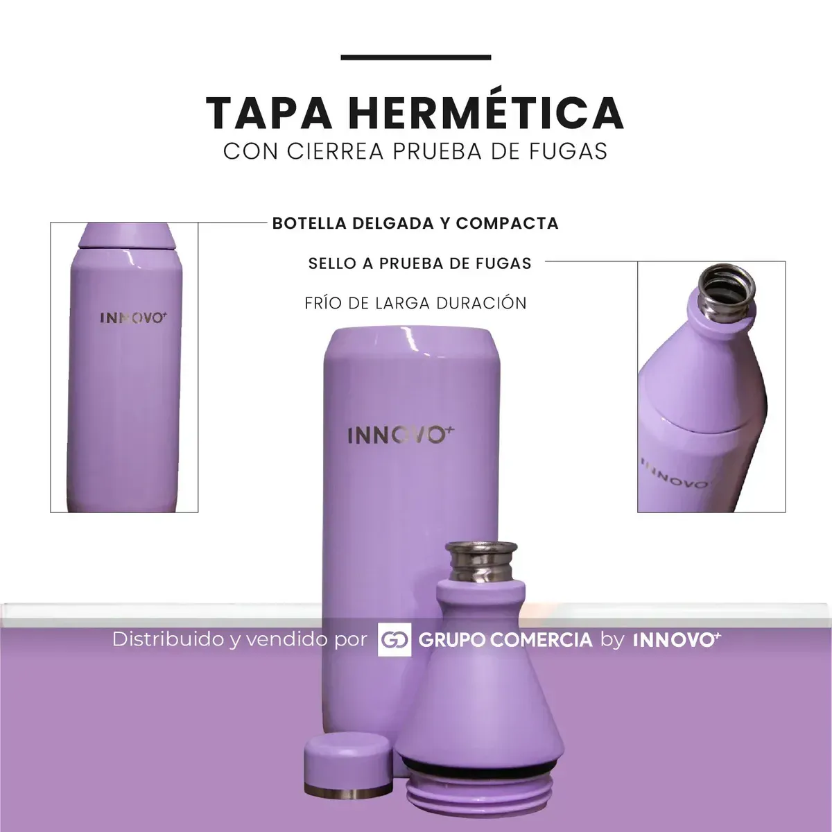 Botella Térmica De Acero Inoxidable 590ml - Doble Pared Al Vacío - Lila Mate img #4