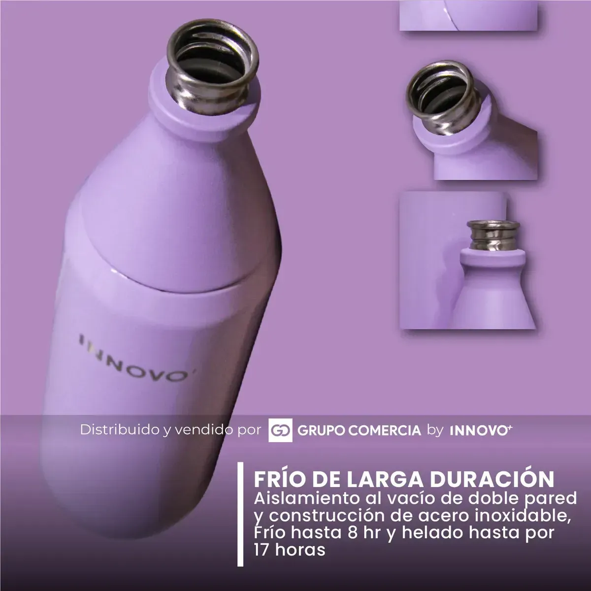 Botella Térmica De Acero Inoxidable 590ml - Doble Pared Al Vacío - Lila Mate img #3