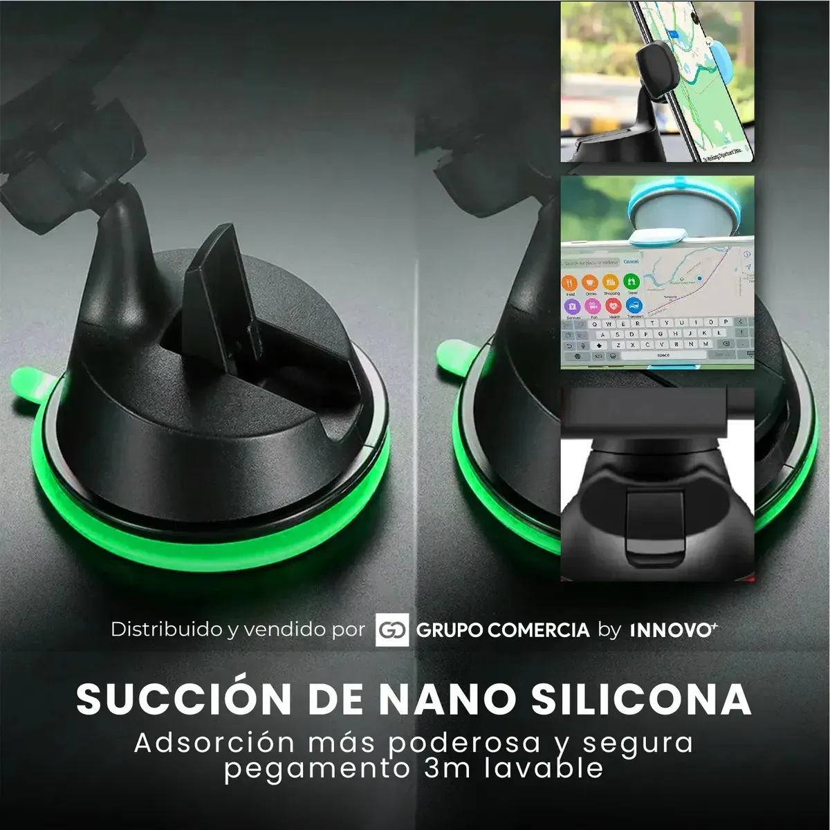 Soporte Celular Para Carro Ultra Agarre Nano Silicona Giro 360 Innovo img #5