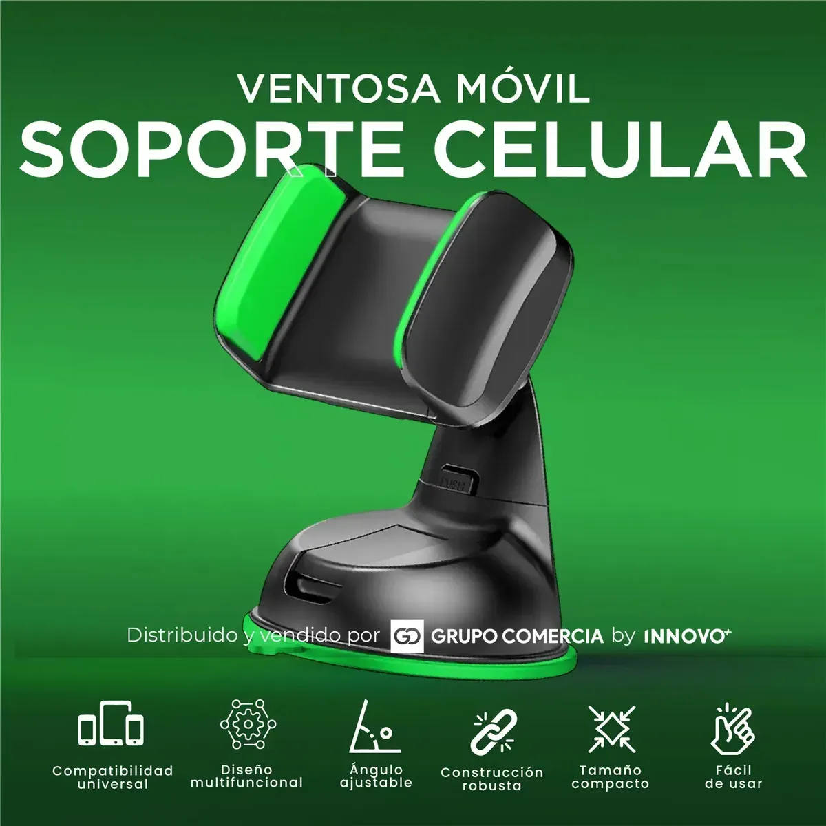 Soporte Celular Para Carro Ultra Agarre Nano Silicona Giro 360 Innovo img #2