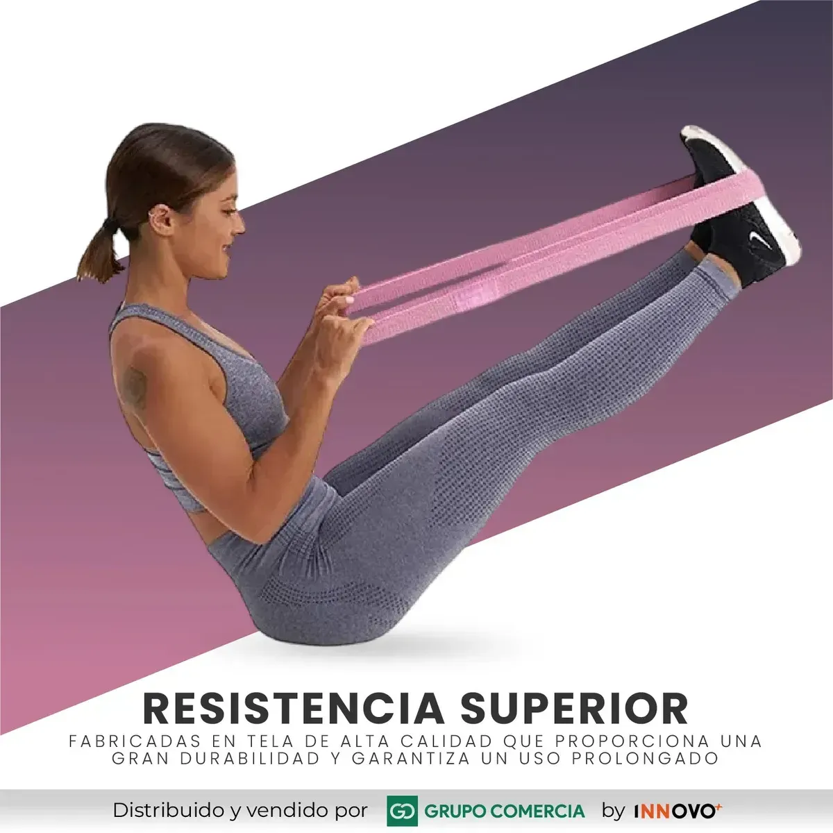 Set 3 Bandas De Resistencia Tela Premium 105cm Kit Fitness img #5