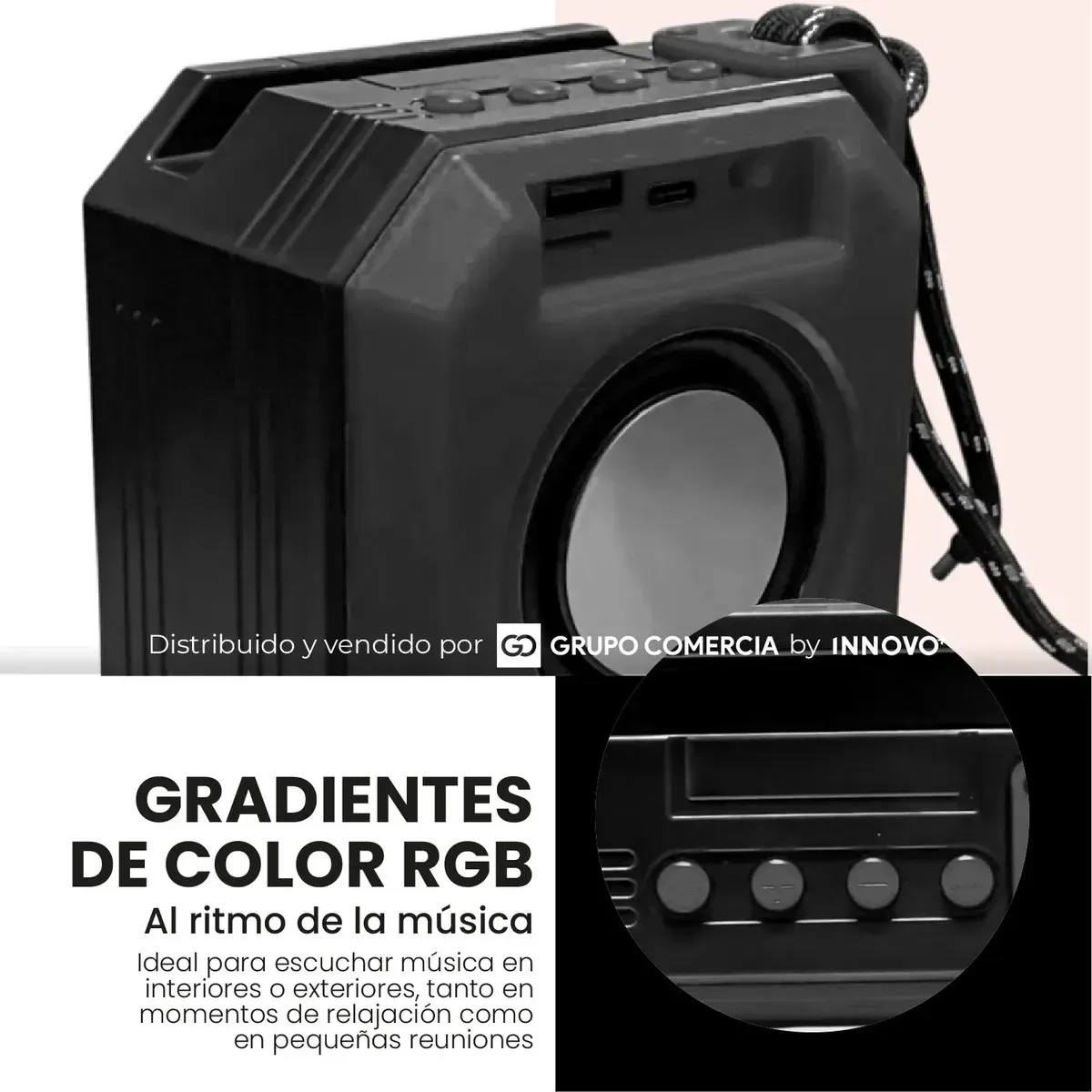Mini Parlante Bluetooth 5.3 Innovo+ Cubo Octogonal Rgb Sonido Pro 5w img #5