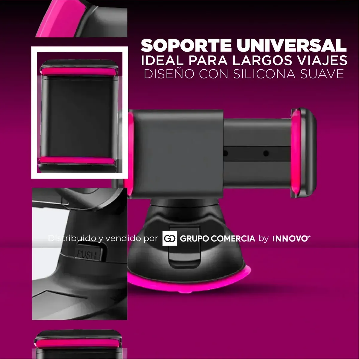 Soporte Celular Carro Succión Nano Silicona 360° Extra Fuerte Lila img #5