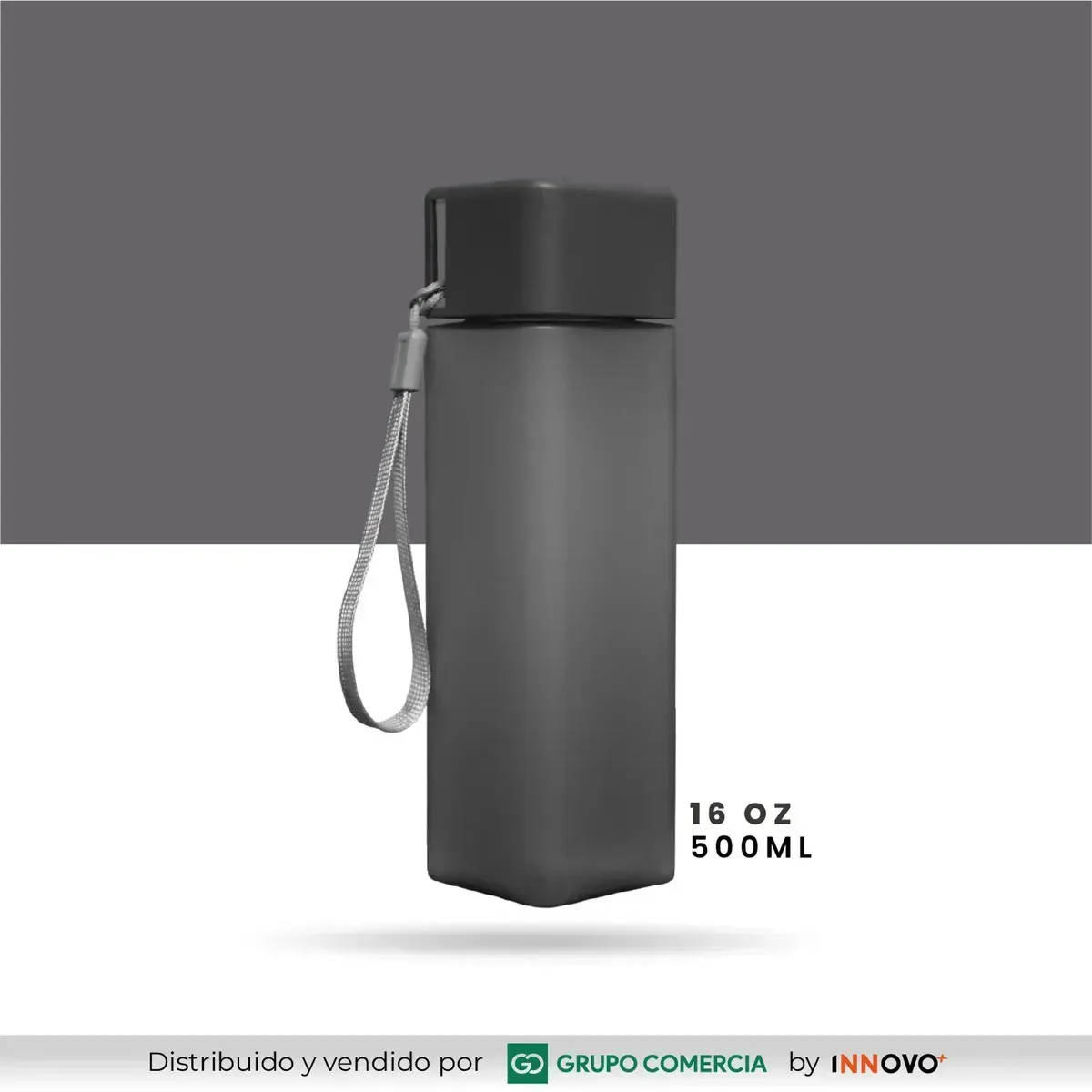 Botella De Agua Cuadrada 500ml Minimalista Libre De Bpa Negro img #4