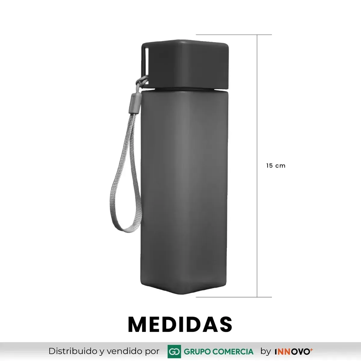 Botella De Agua Cuadrada 500ml Minimalista Libre De Bpa Negro img #7
