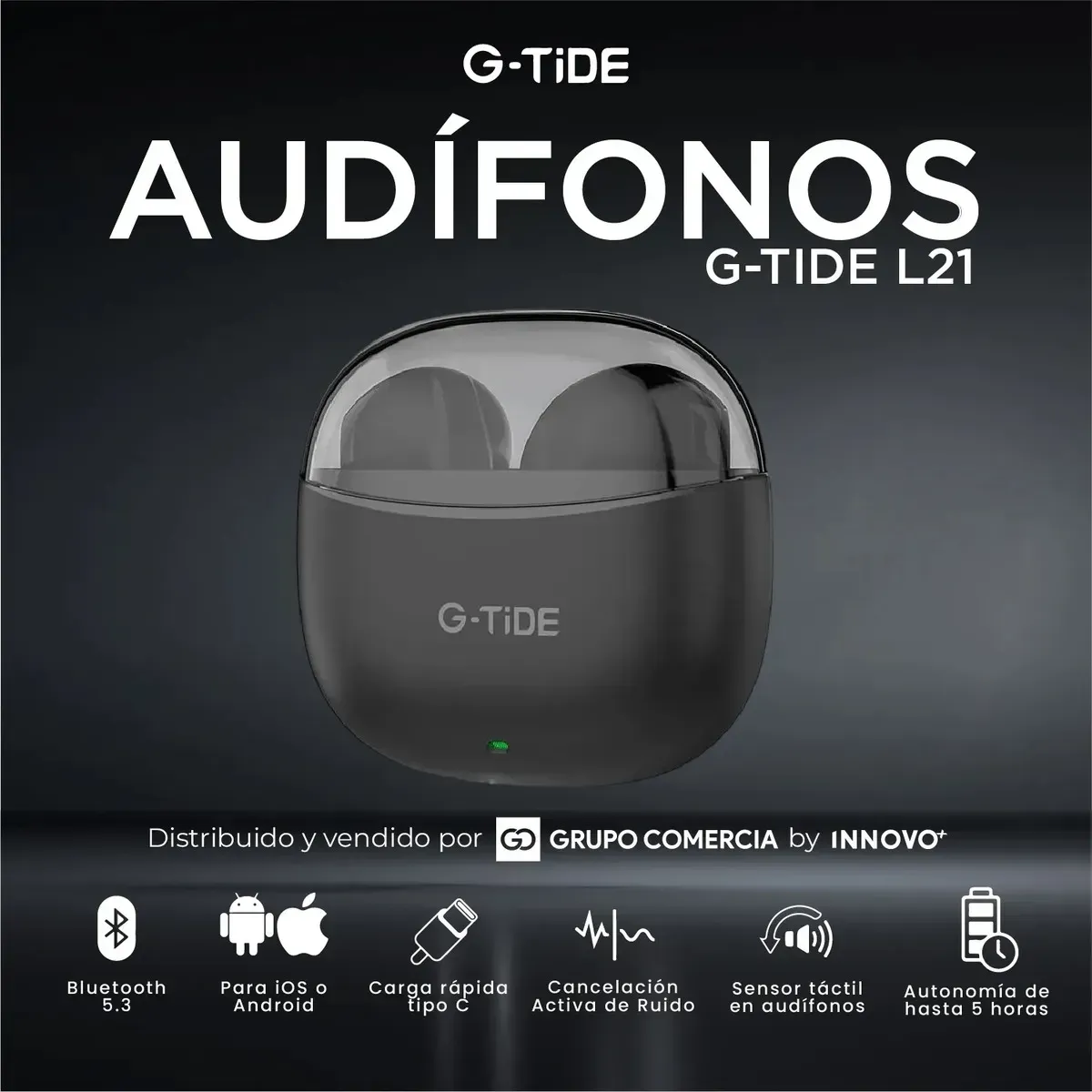 Audífonos G-tide Tws Pro Bluetooth 5.3 Carga Rápida Tipo C img #2