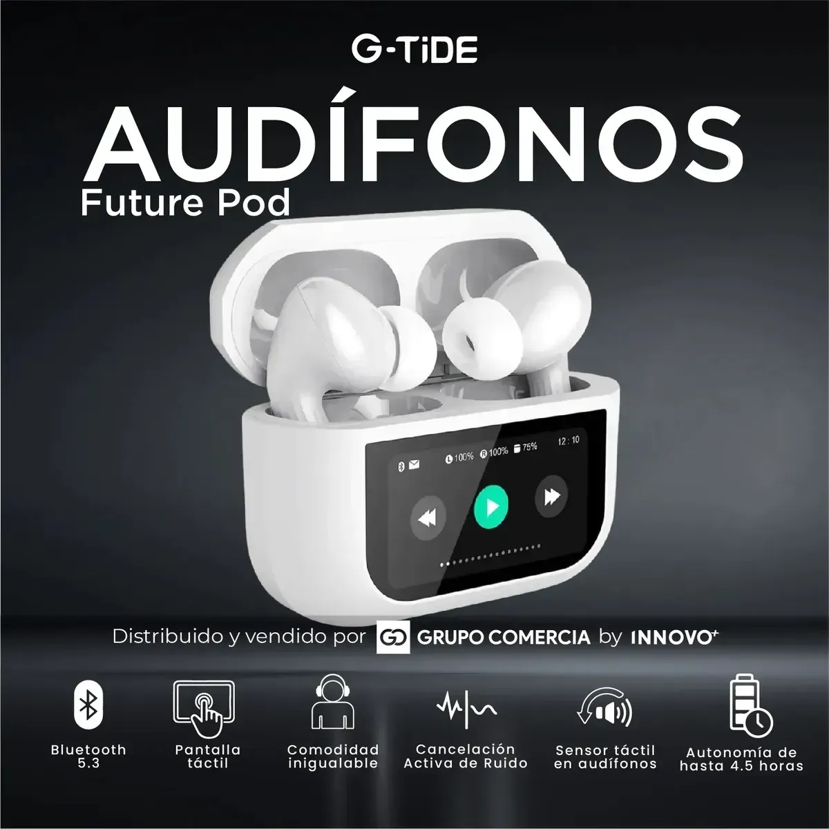 Audífonos Bluetooth G-tide Future Pod Pantalla Táctil Full Control img #5