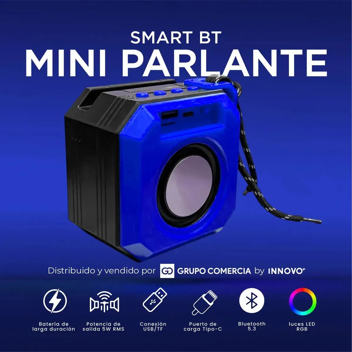 Mini Smart Parlante Bluetooth 5.3 Cubo Rgb Sonido Pro 5w Portátil img #2