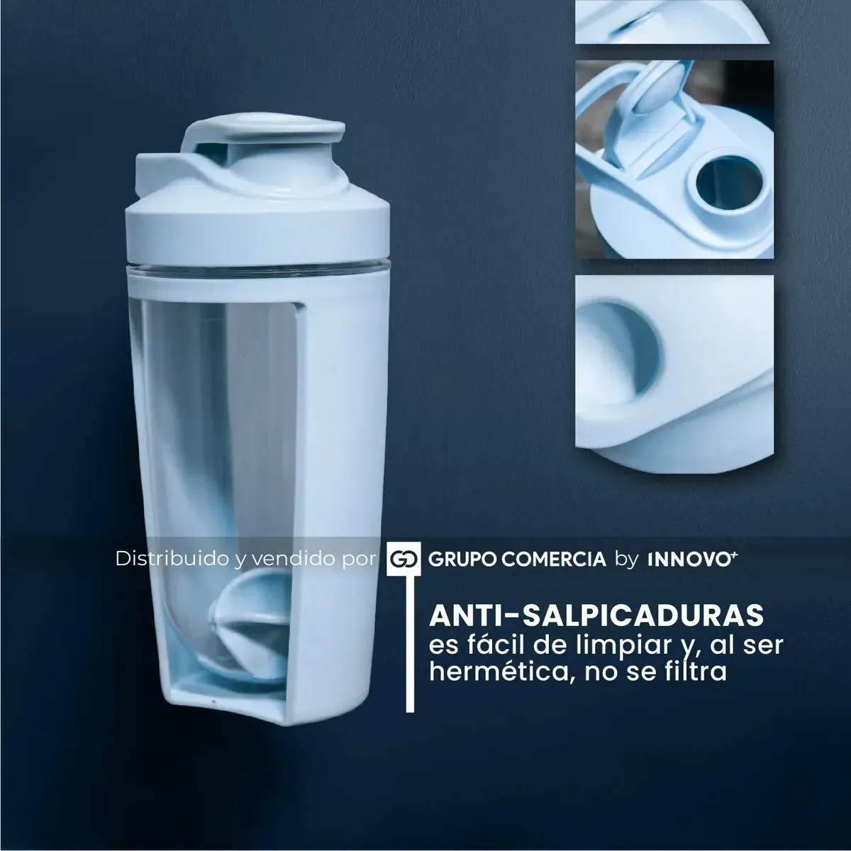 Vaso Mezclador Shaker Premium 500ml Agitador Integrado Gym Azul img #2