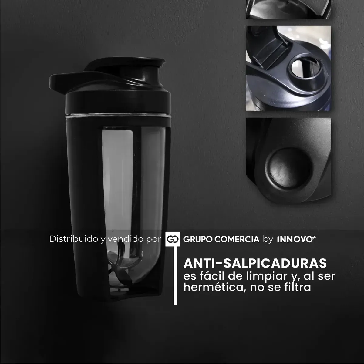 Vaso Mezclador Shaker Premium 500ml Mezclado Ultra-suave Sin Grumos Negro img #3