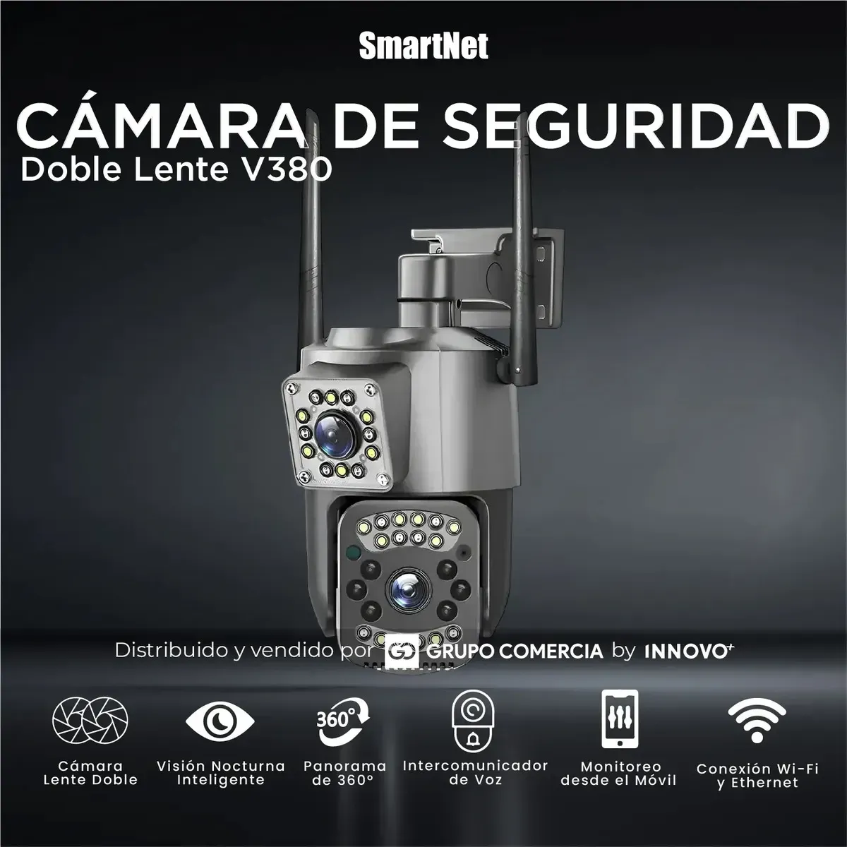 Cámara De Seguridad Wifi 360° Doble Lente V380 Pro Vigilancia Dual 4k img #3