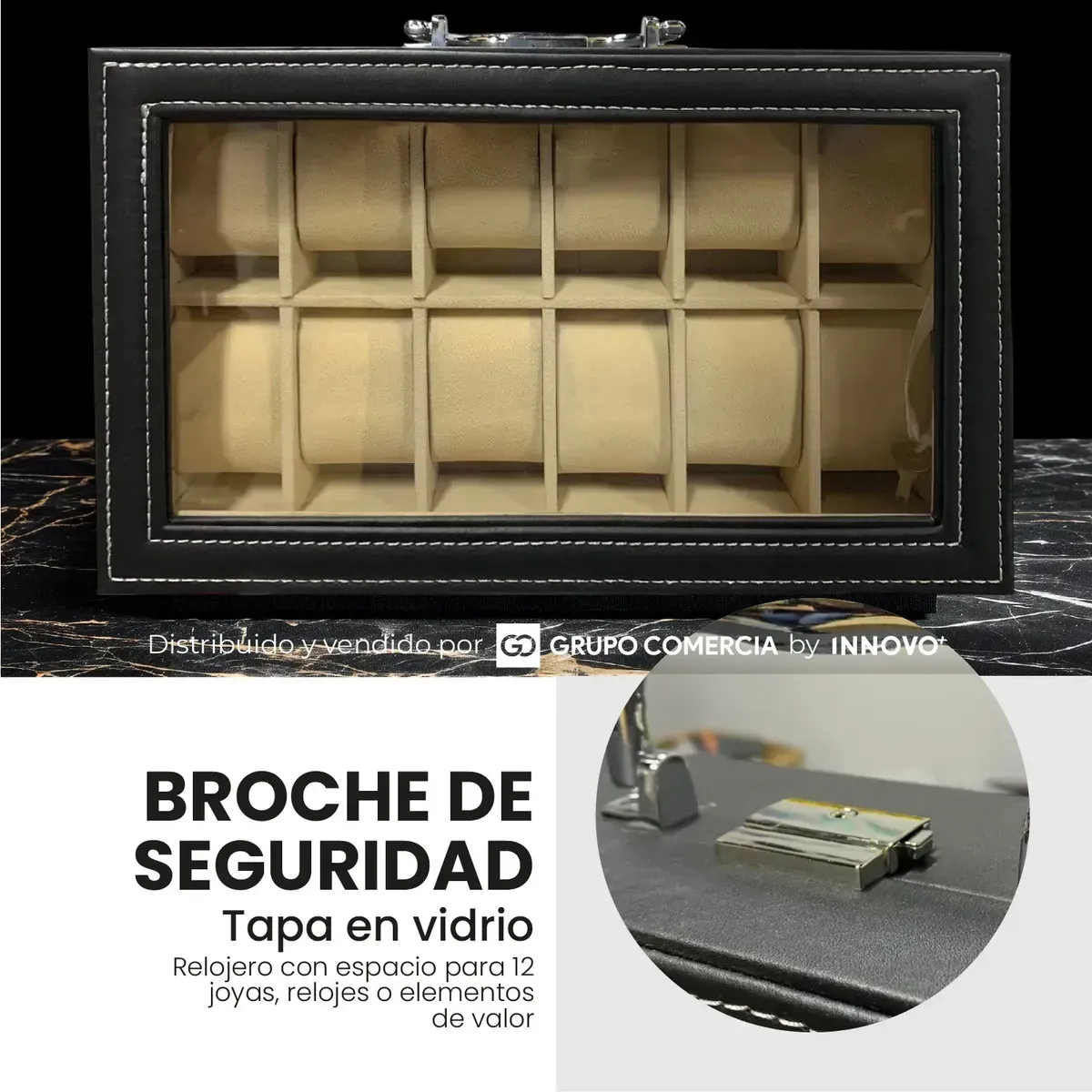 Organizador Estuche Relojero De Lujo X12 Puestos Cuero Premium img #5
