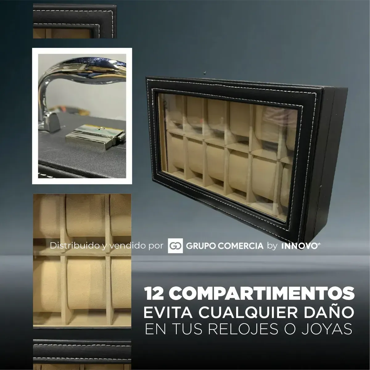 Organizador Estuche Relojero De Lujo X12 Puestos Cuero Premium img #4
