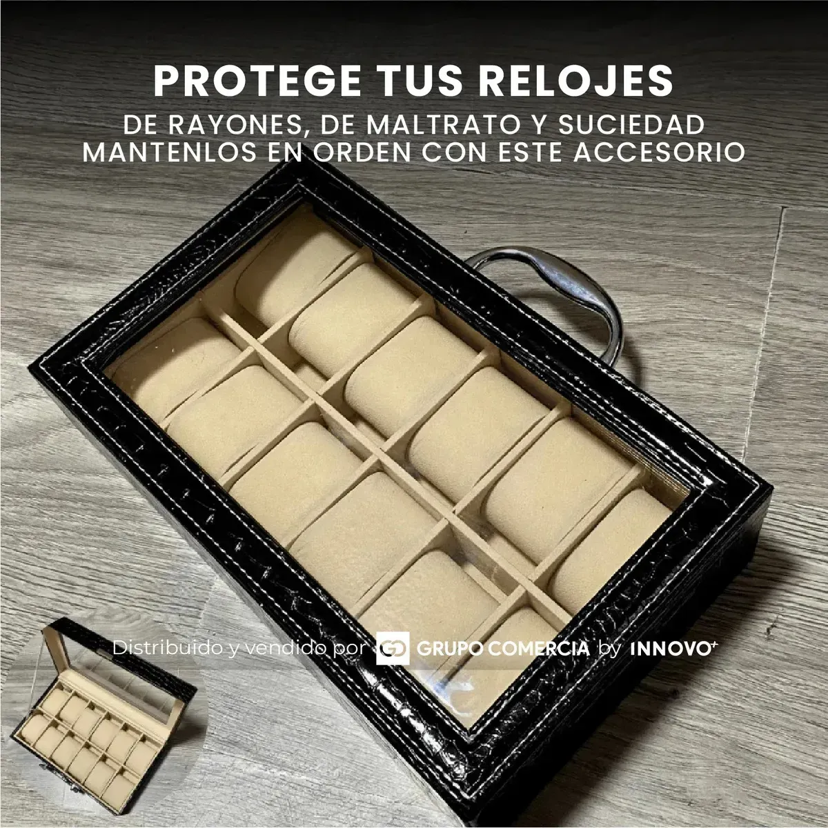 Organizador Estuche Relojero De Lujo X12 Puestos Cuero Premium img #3