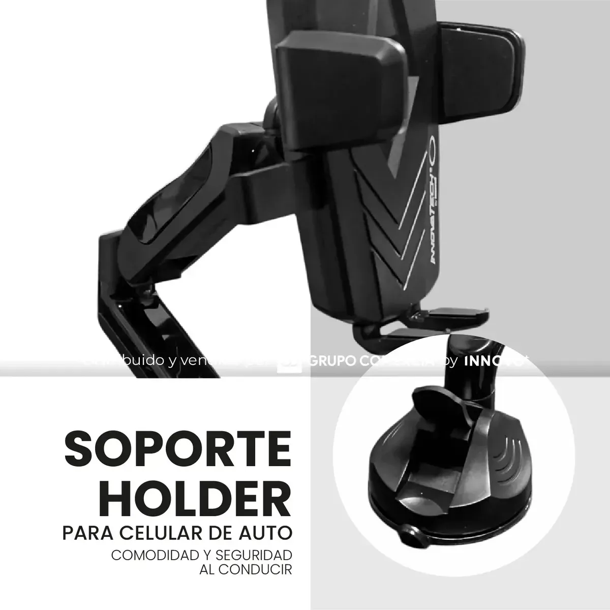 Soporte Celular Auto Brazo Extensible 360° Ventosa Universal Hasta 8 Pulgadas img #3