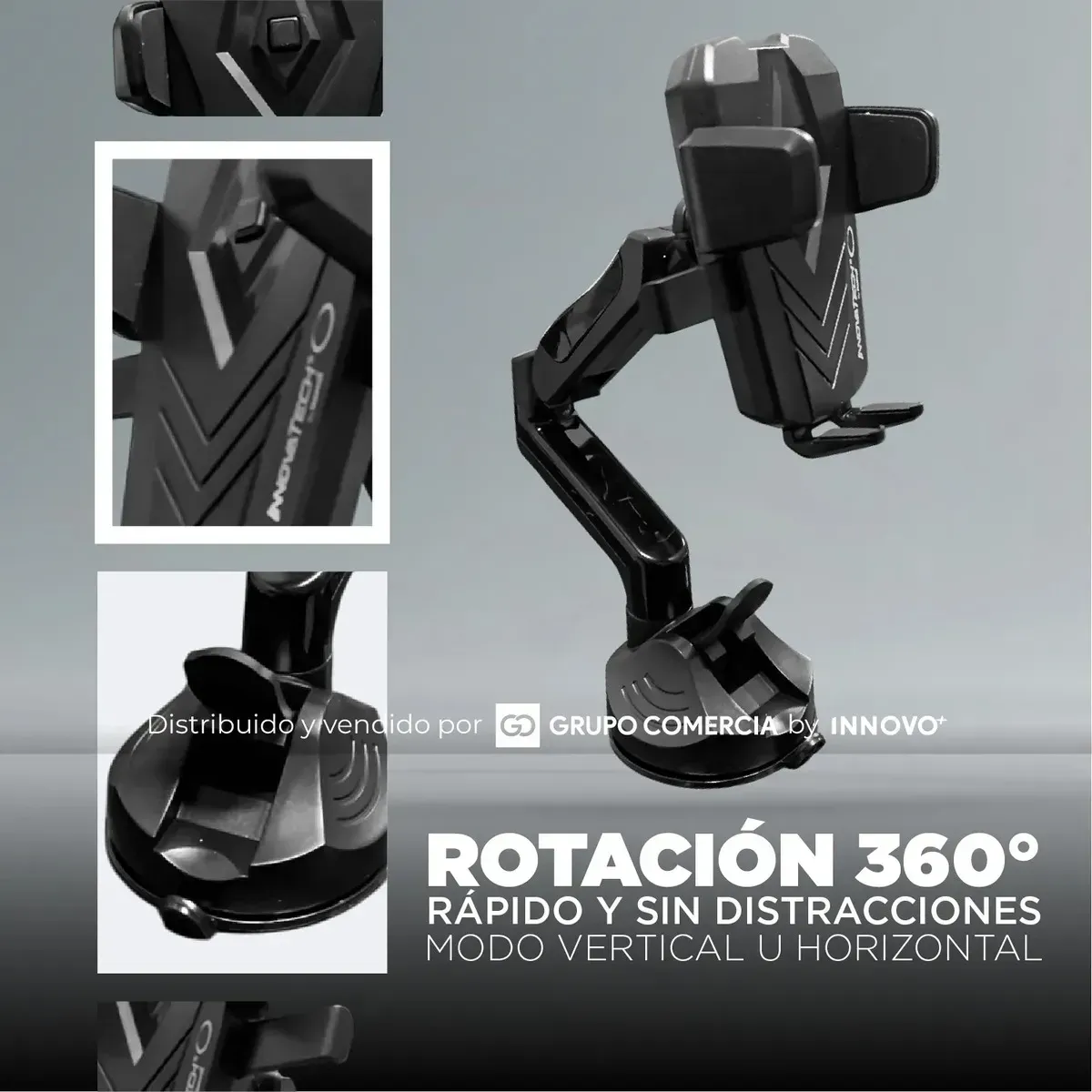 Soporte Celular Auto Brazo Extensible 360° Ventosa Universal Hasta 8 Pulgadas img #2