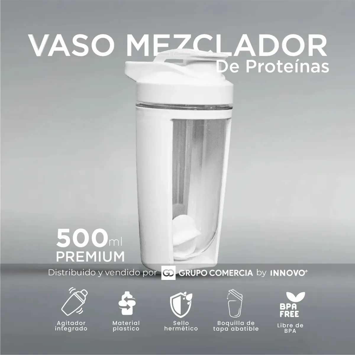 Vaso Shaker Pro Mezclador De Proteína 500ml Fit Con Agitador Pro img #2