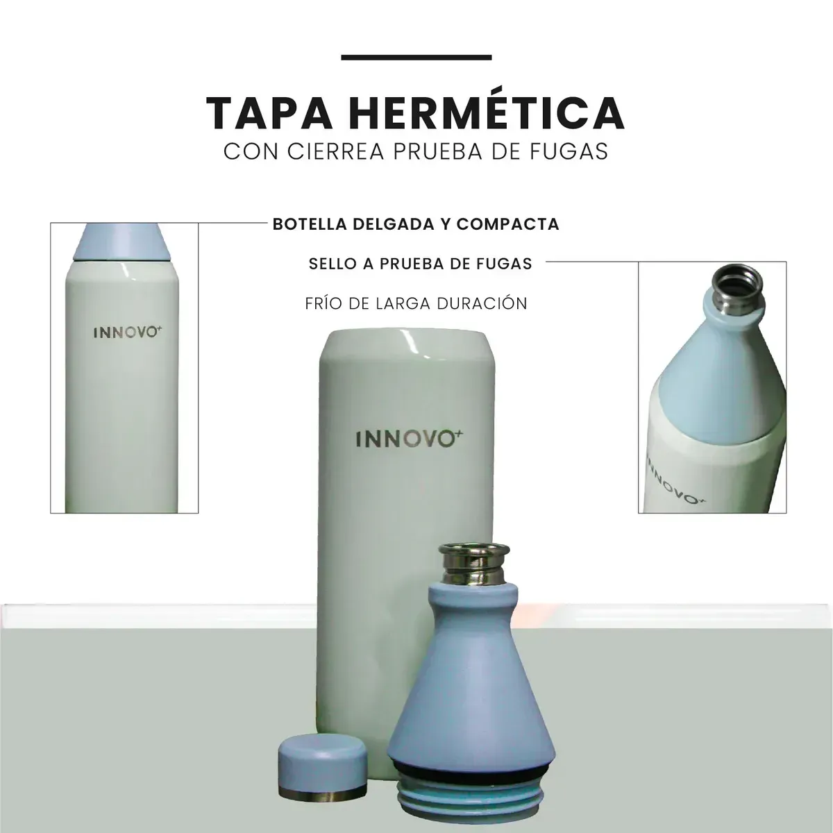 Termo Botella Innovo+ 590ml Acero Inoxidable Premium - 12h Frío/calor Verde img #4