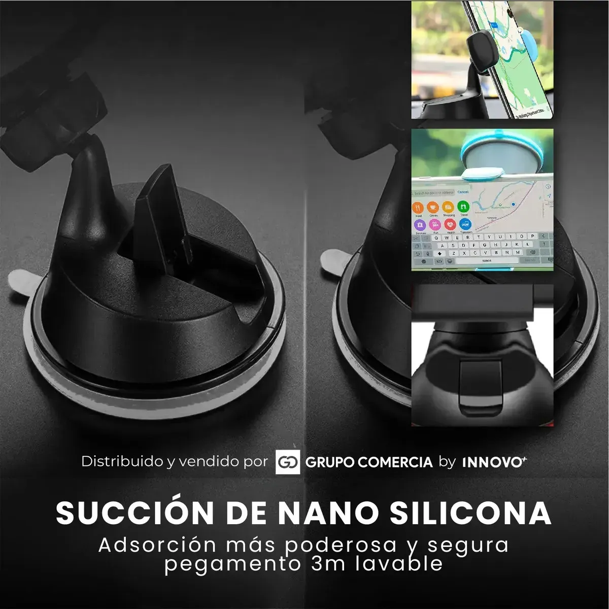 Soporte Carro Celular Auto Succión Nano Silicona 360° Ultra Estable img #3
