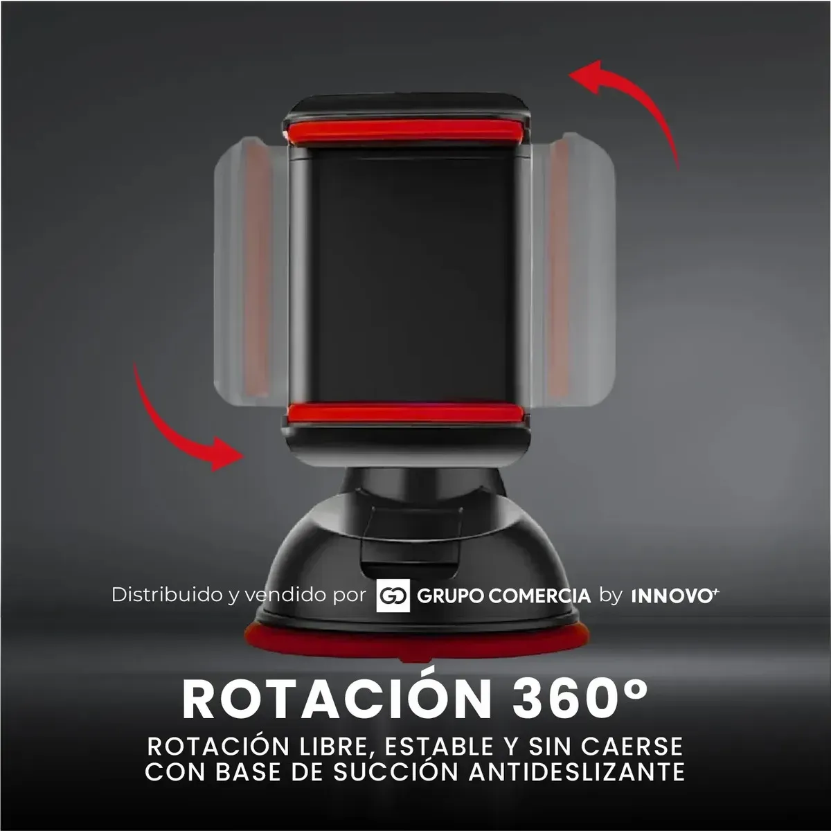 Soporte Celular Carro Ventosa Nano Silicona Rotación 360° Rojo Edicion img #7