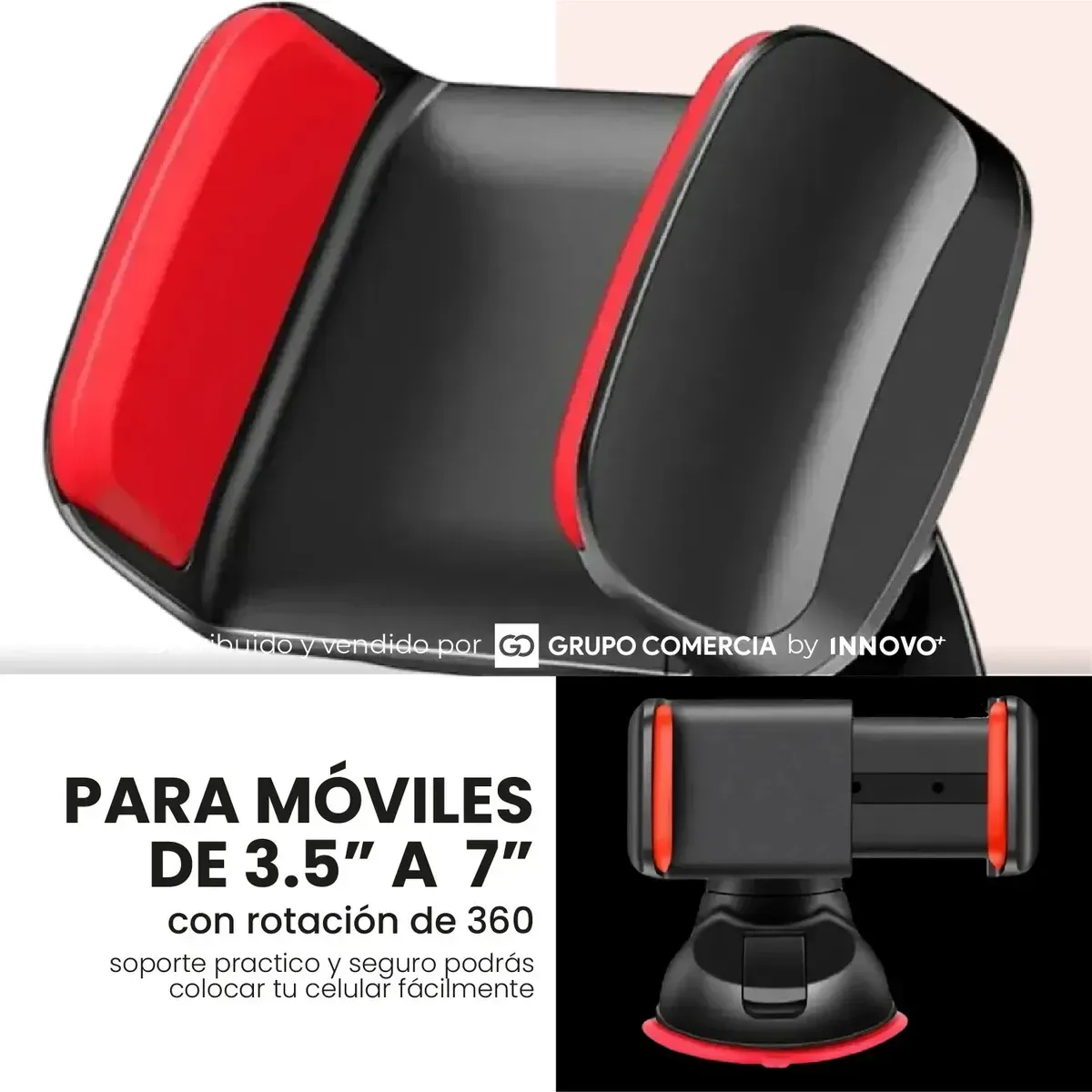 Soporte Celular Carro Ventosa Nano Silicona Rotación 360° Rojo Edicion img #6